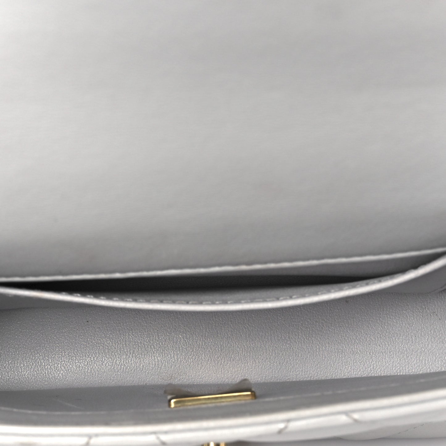 Shiny Lambskin Quilted Mini Sweetheart Flap Light Grey