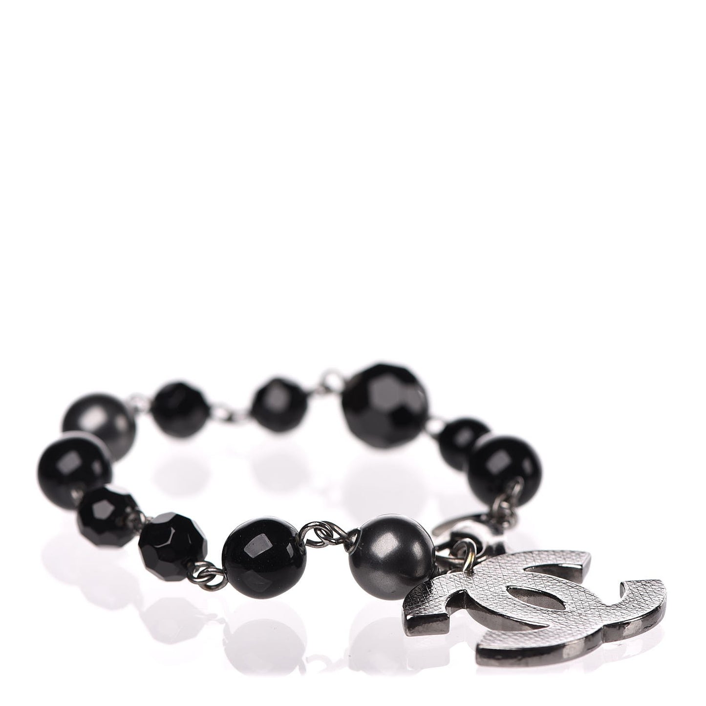 Ruthenium Bead CC Bracelet Black