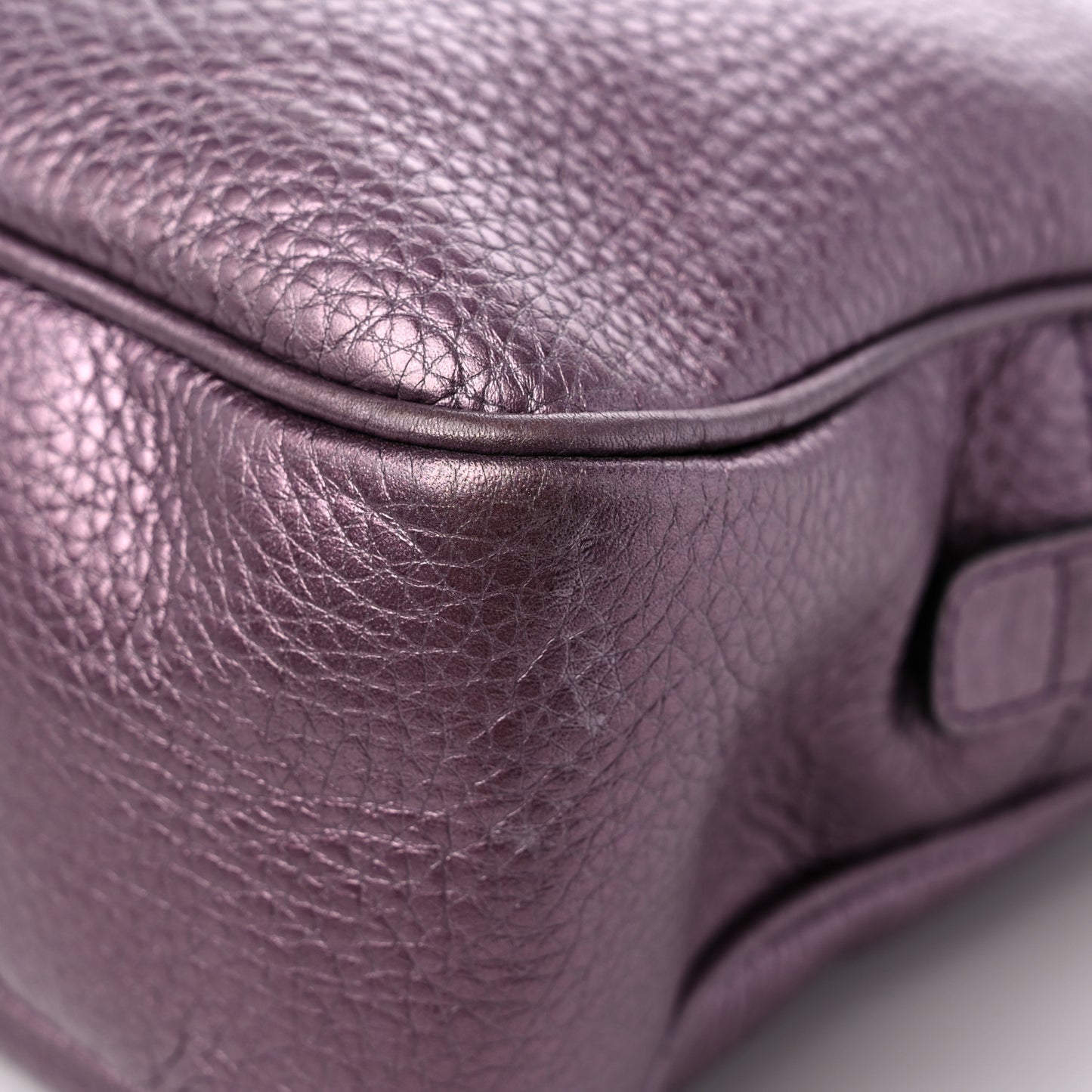 Metallic Pebbled Calfskin Small Soho Bowler Purple