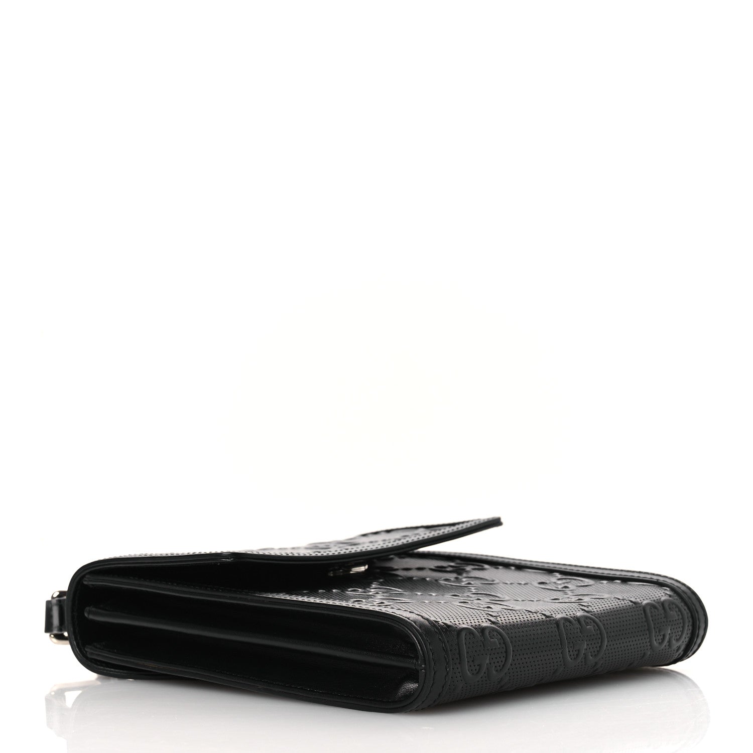 Gucci Calfskin GG Tennis Embossed Messenger Bag Black 7 of 21