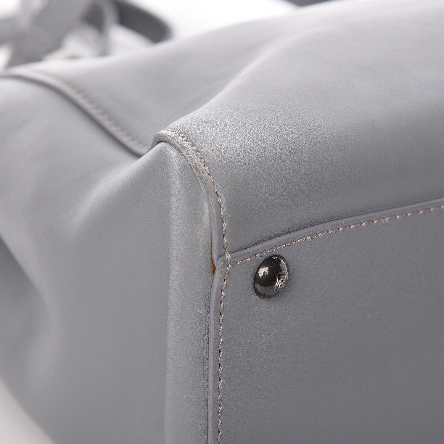 Fendi Vitello Suede Medium Peekaboo Iconic Satchel Grigio Chiaro 10 of 14