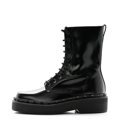 Valentino Garavani Calfskin Rockstud M-Way 50mm Combat Boots 40.5 Black 1 of 8