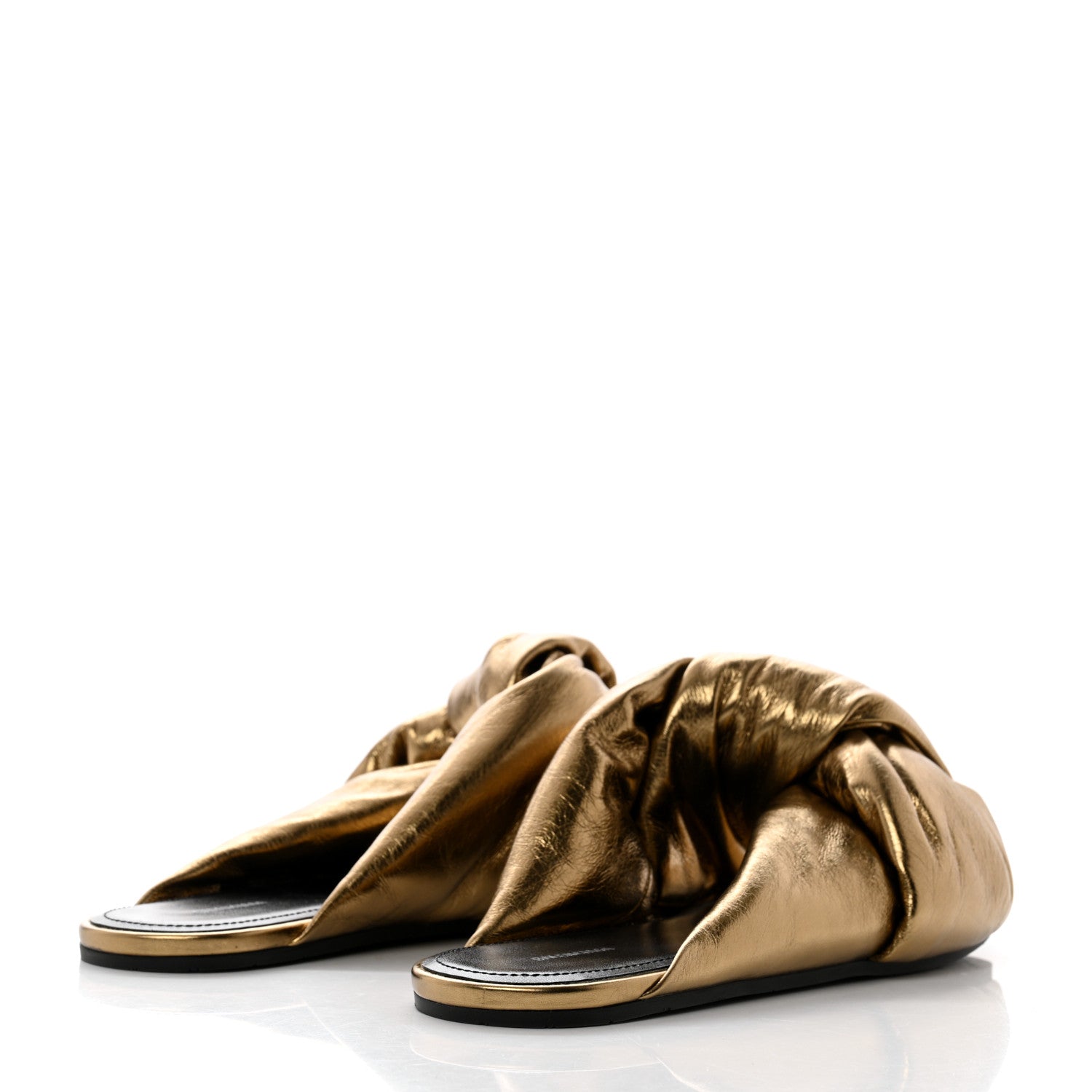 Balenciaga Metallic Lambskin Drapy Slide Sandals 39.5 Gold 4 of 8