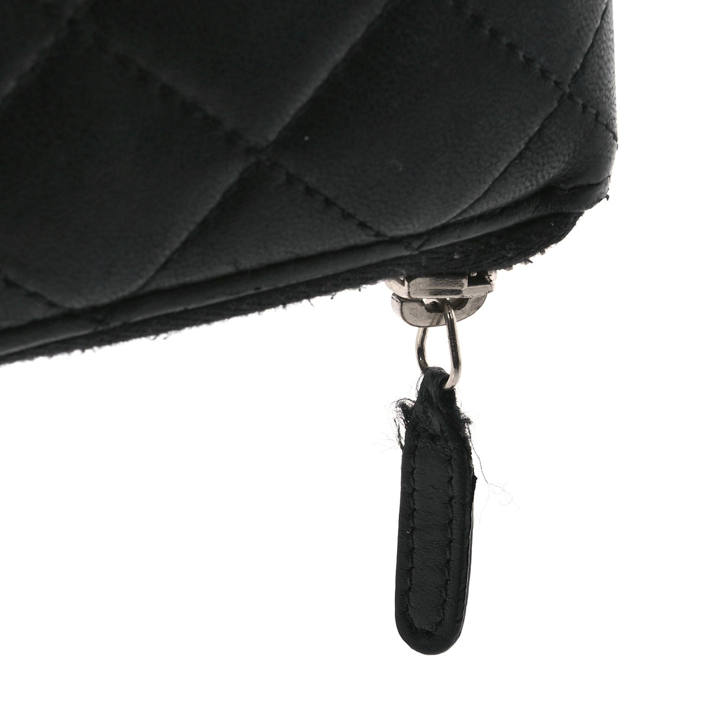 Lambskin Quilted Large Gusset Zip Around Wallet Black