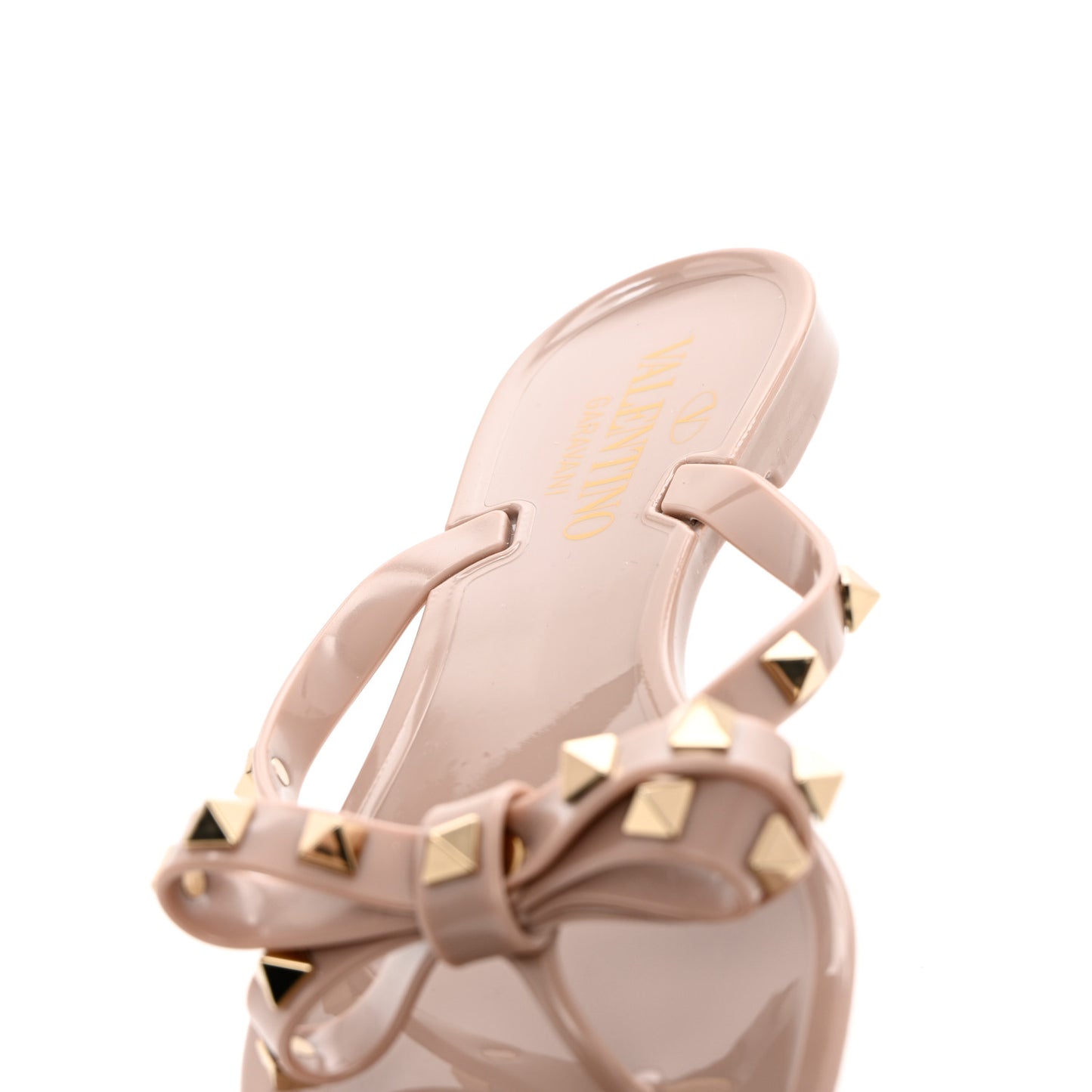 PVC Jelly Rockstud Bow Thong Sandals 36 Poudre