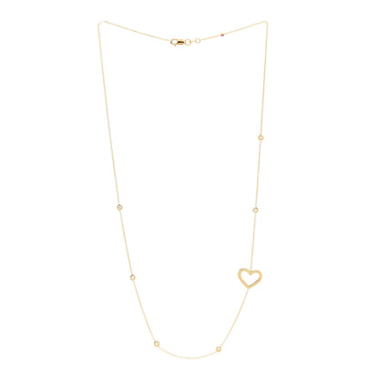Roberto Coin 18K Yellow Gold Diamond Heart Station Necklace 3 of 5