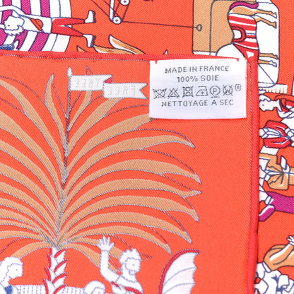 Hermes Silk Exposition Universelle Scarf 90 Rouge Creme Violet 3 of 4