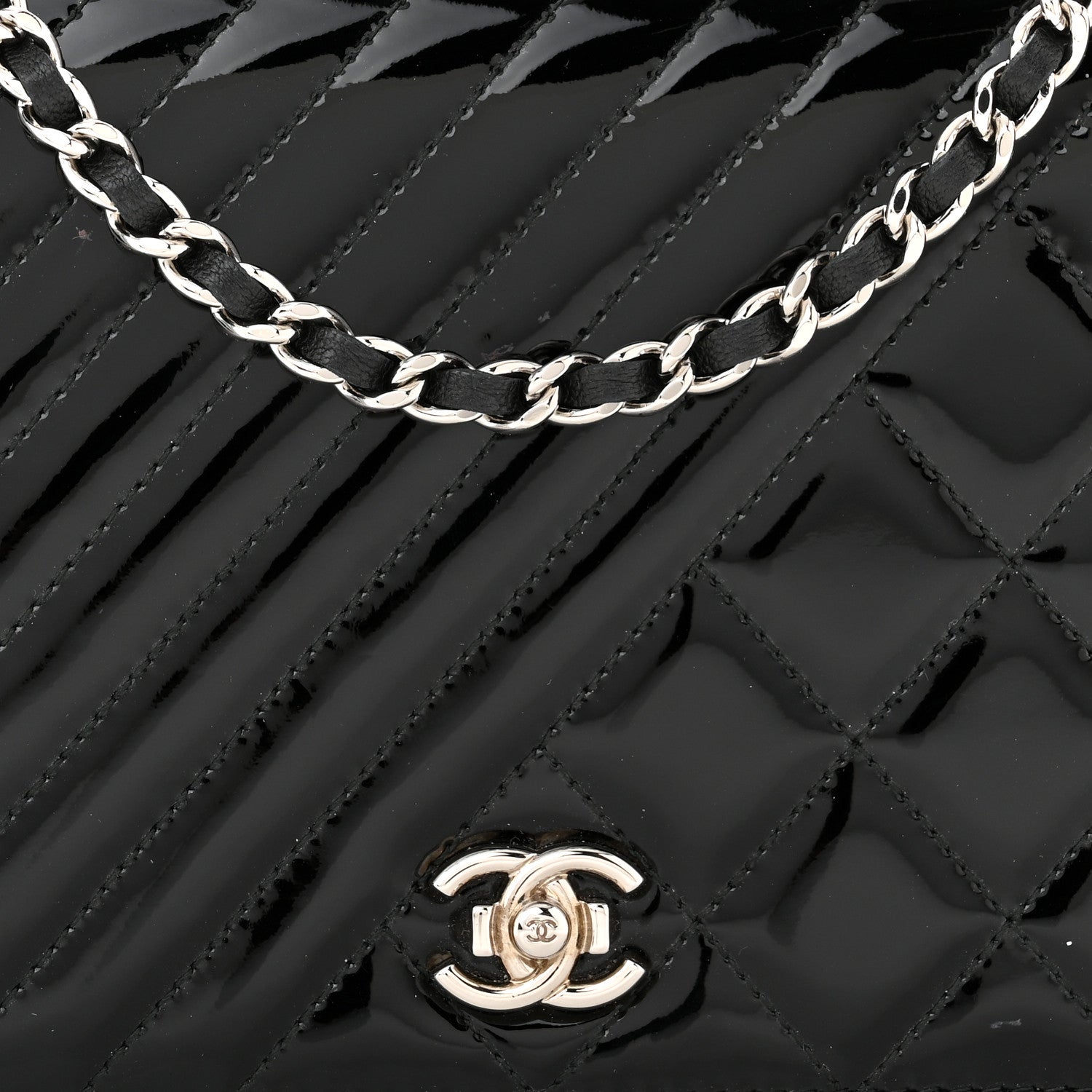 Chanel Patent Quilted Coco Boy Wallet On Chain WOC Black 9 of 12