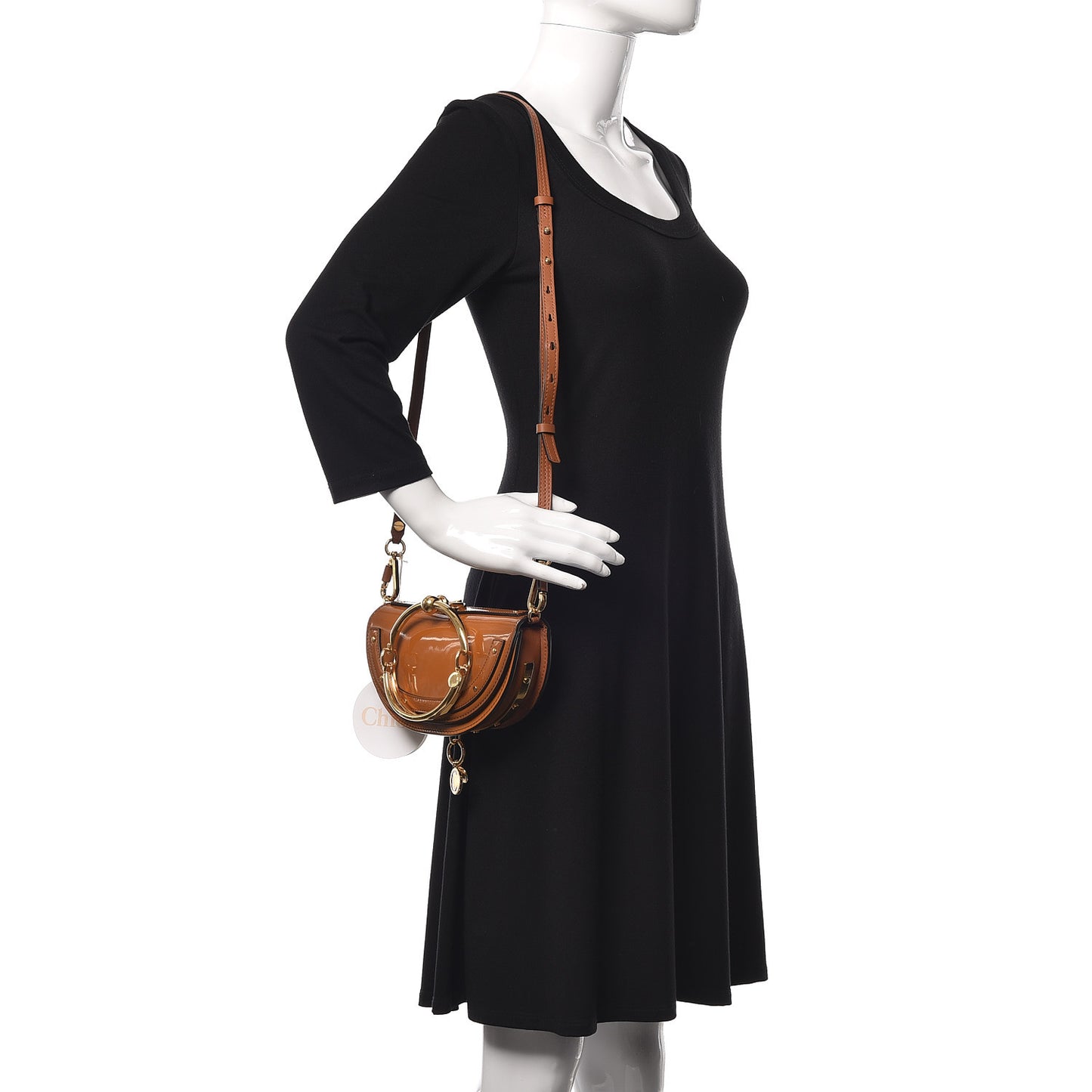 Spazzolato Sfumato Lambskin Calfskin Small Nile Bracelet Minaudiere Bag Caramel