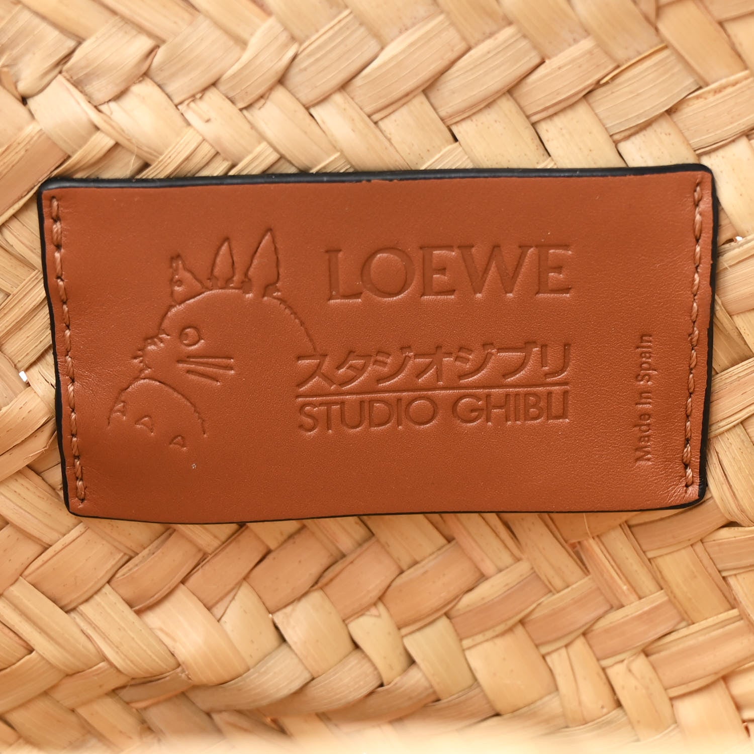 Loewe X MY NEIGHBOR TOTORO Raffia Dust Bunnies Basket Tote Bag Black Tan 6 of 10