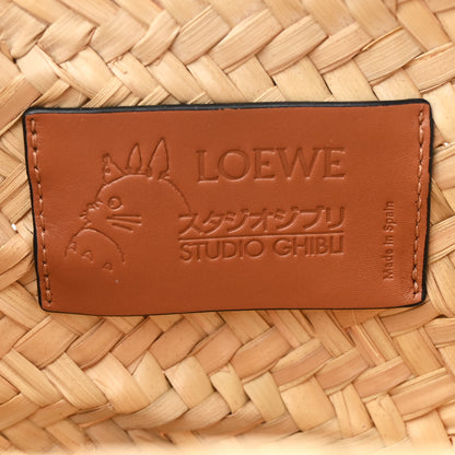 Loewe X MY NEIGHBOR TOTORO Raffia Dust Bunnies Basket Tote Bag Black Tan 6 of 10