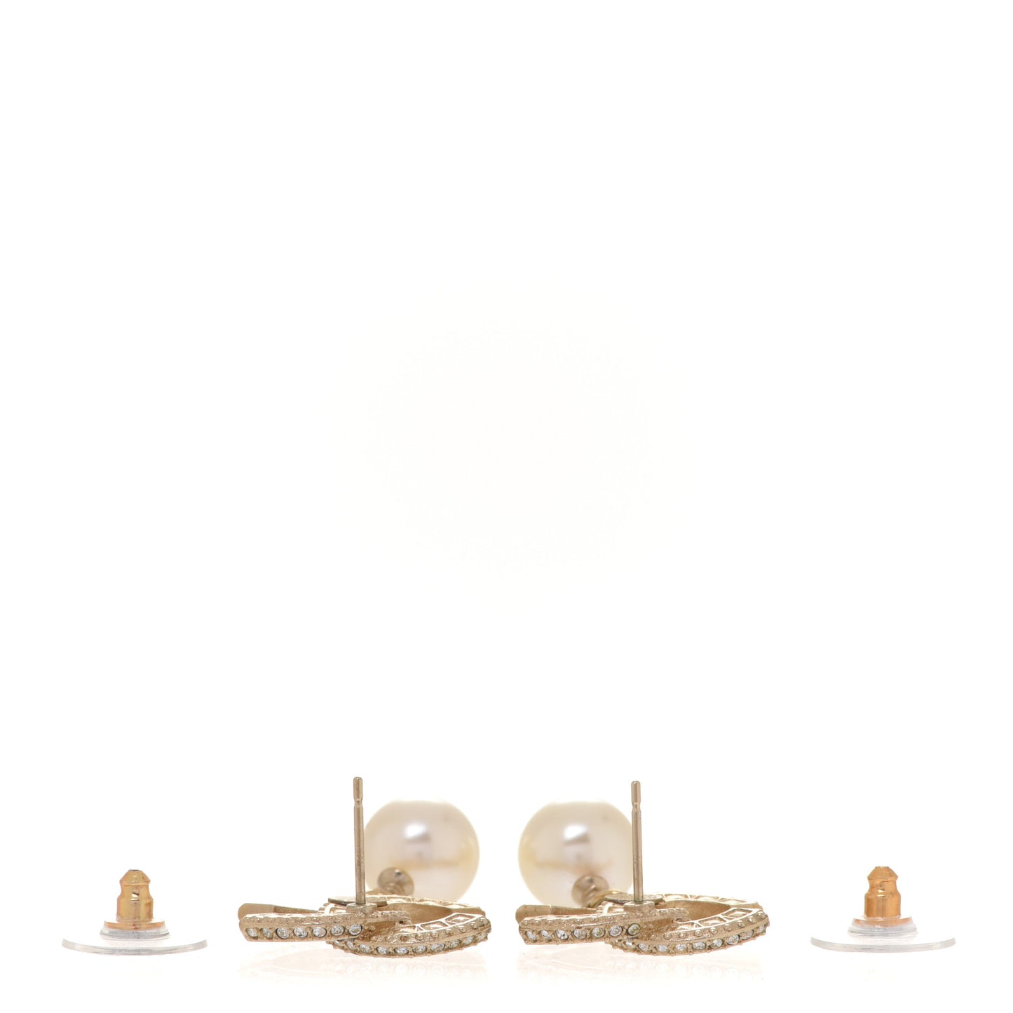 Crystal Pearl CC Drop Earrings Gold