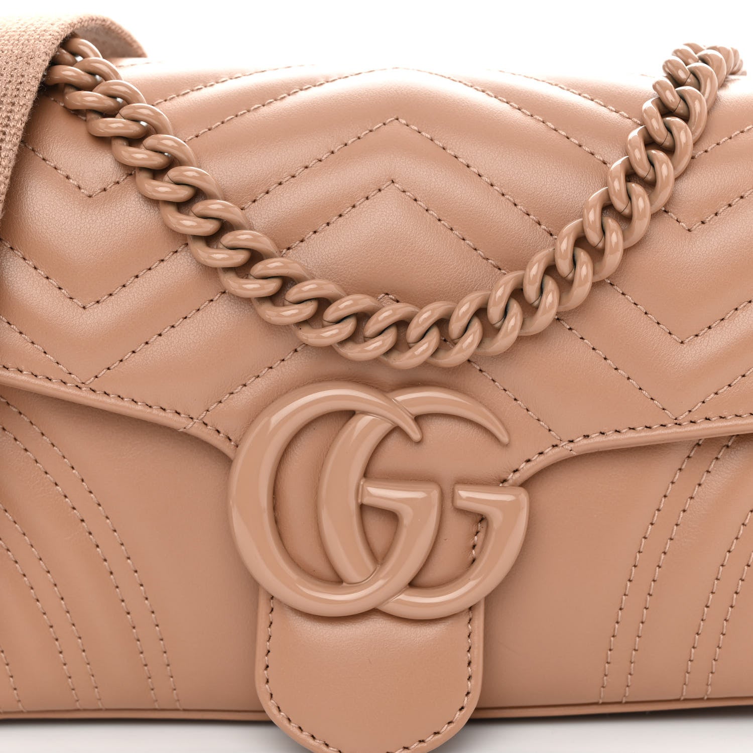Gucci Calfskin Matelasse Monochrome GG Marmont Crossbody Shoulder Bag Camelia Winter Rose 7 of 9