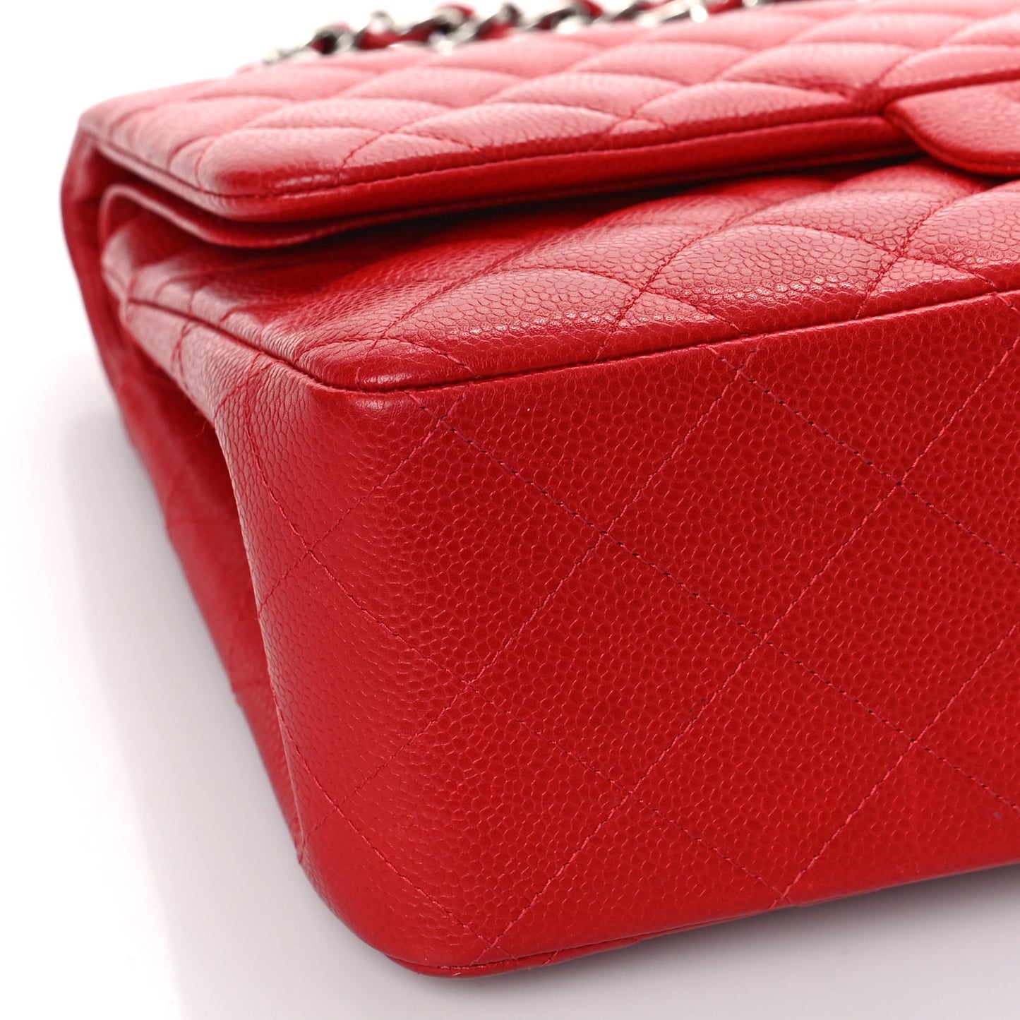 Caviar Quilted Jumbo Double Flap Red