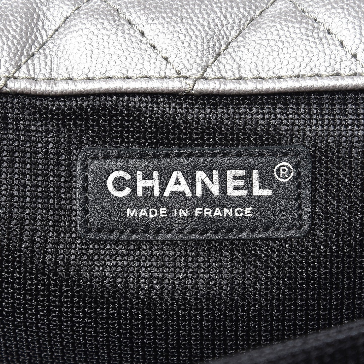 Metallic Caviar Quilted XXL Travel Flap Bag Silver