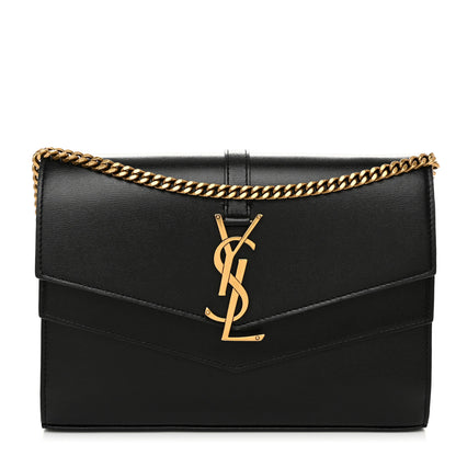 Saint Laurent Smooth Calfskin Monogram Sulpice Chain Wallet Black 1 of 9