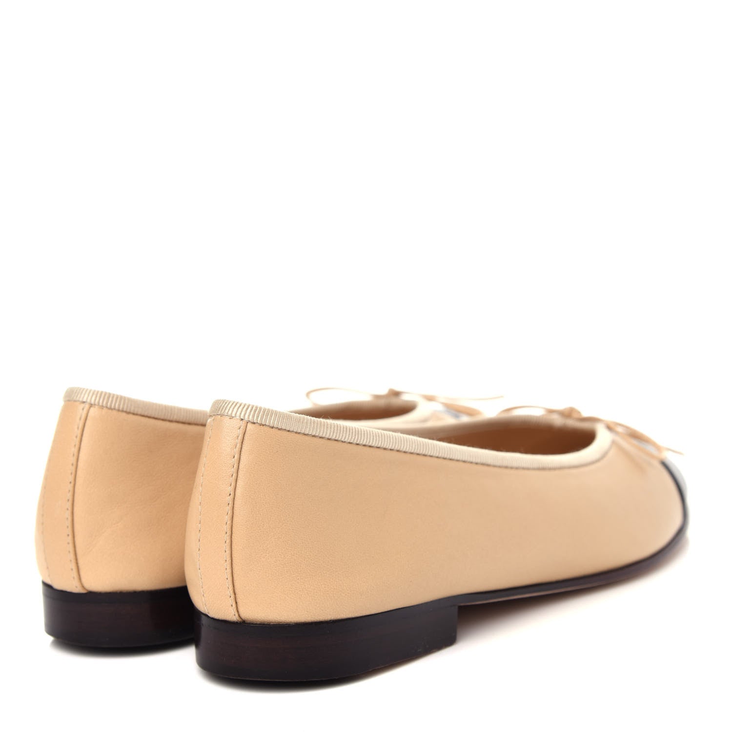 Chanel Lambskin CC Cap Toe Ballerina Flats 35 Beige Black 3 of 11
