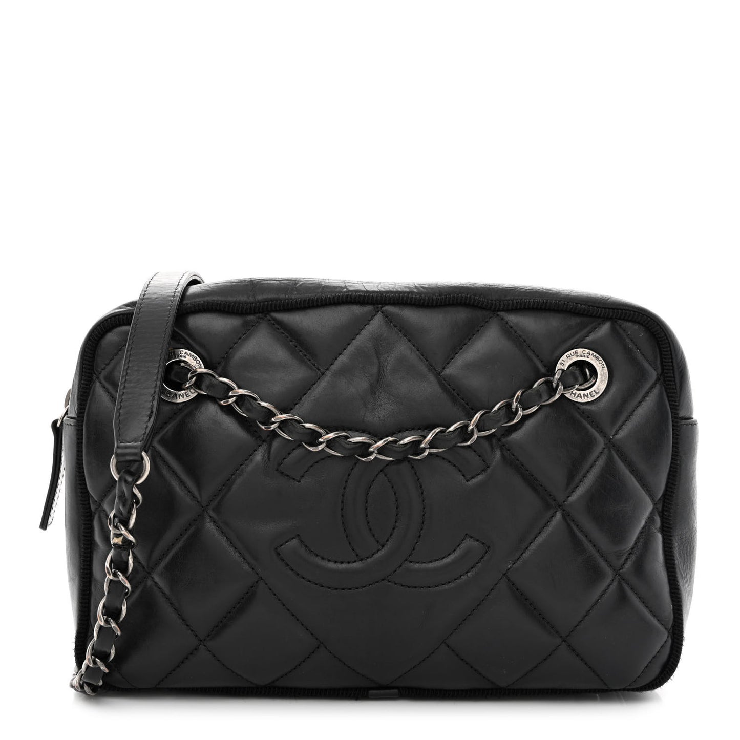 Calfskin Quilted Small Ballerine Camera Case Black