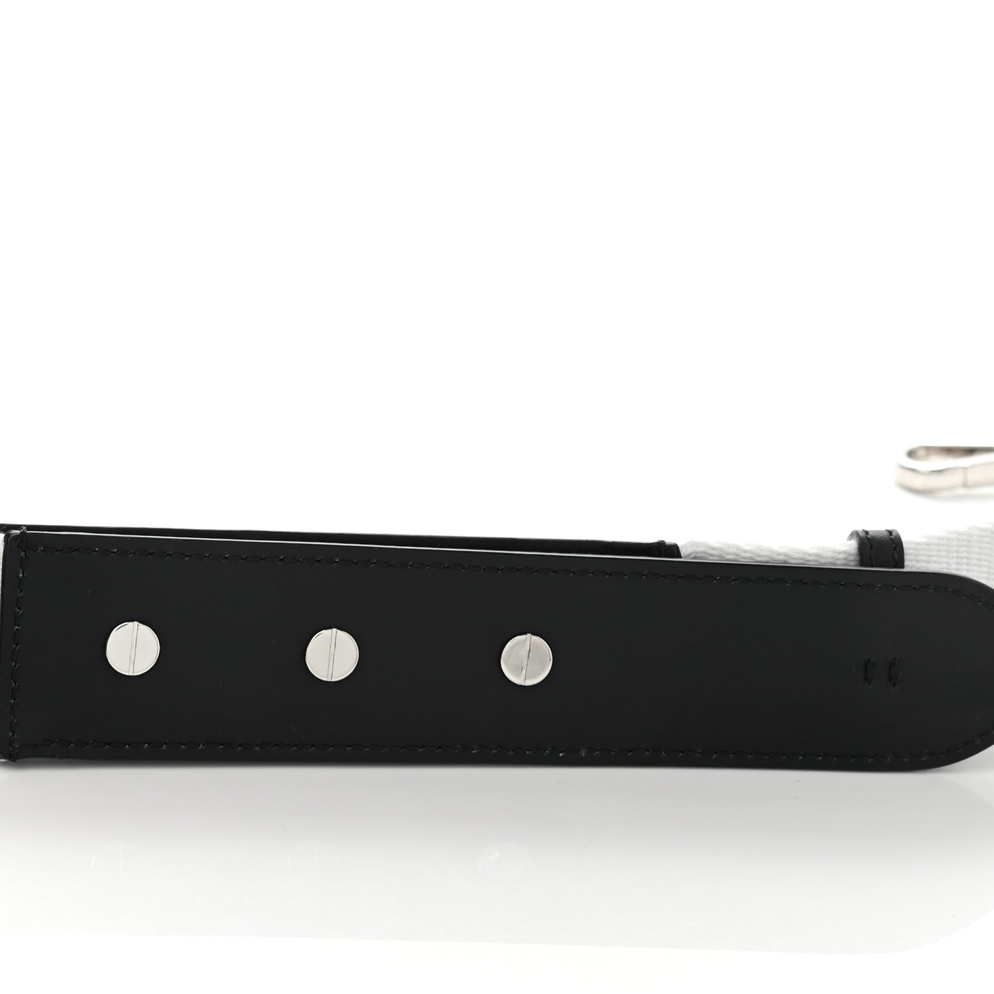 Canvas Calfskin FF 1974 Studded Strap You Black White