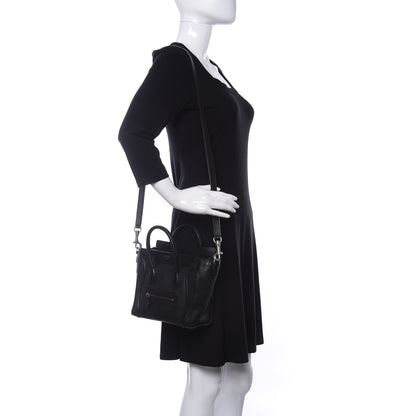 Celine Drummed Calfskin Nano Luggage Black 2 of 10