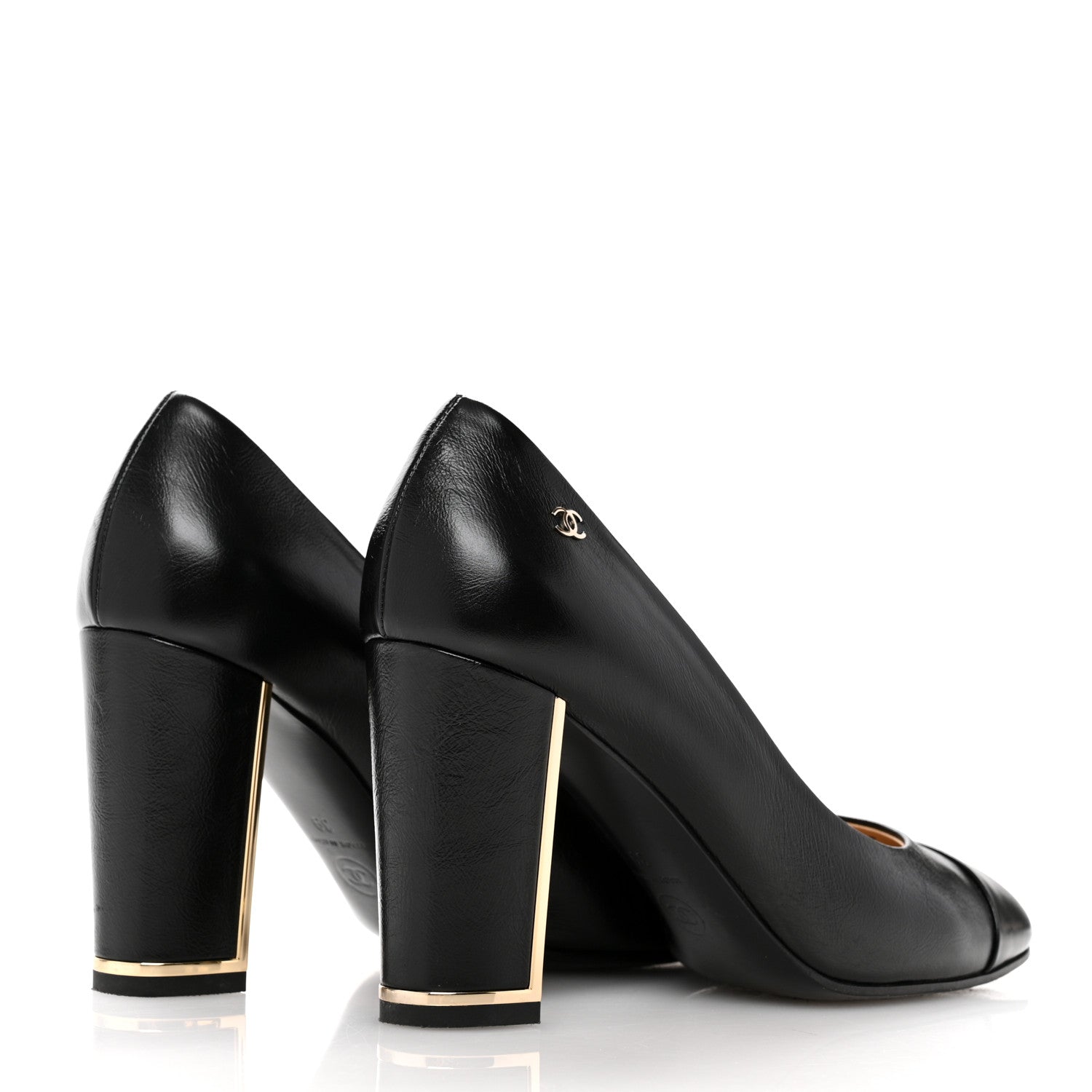 Chanel Calfskin Cap Toe CC Pumps 39 Black 5 of 13