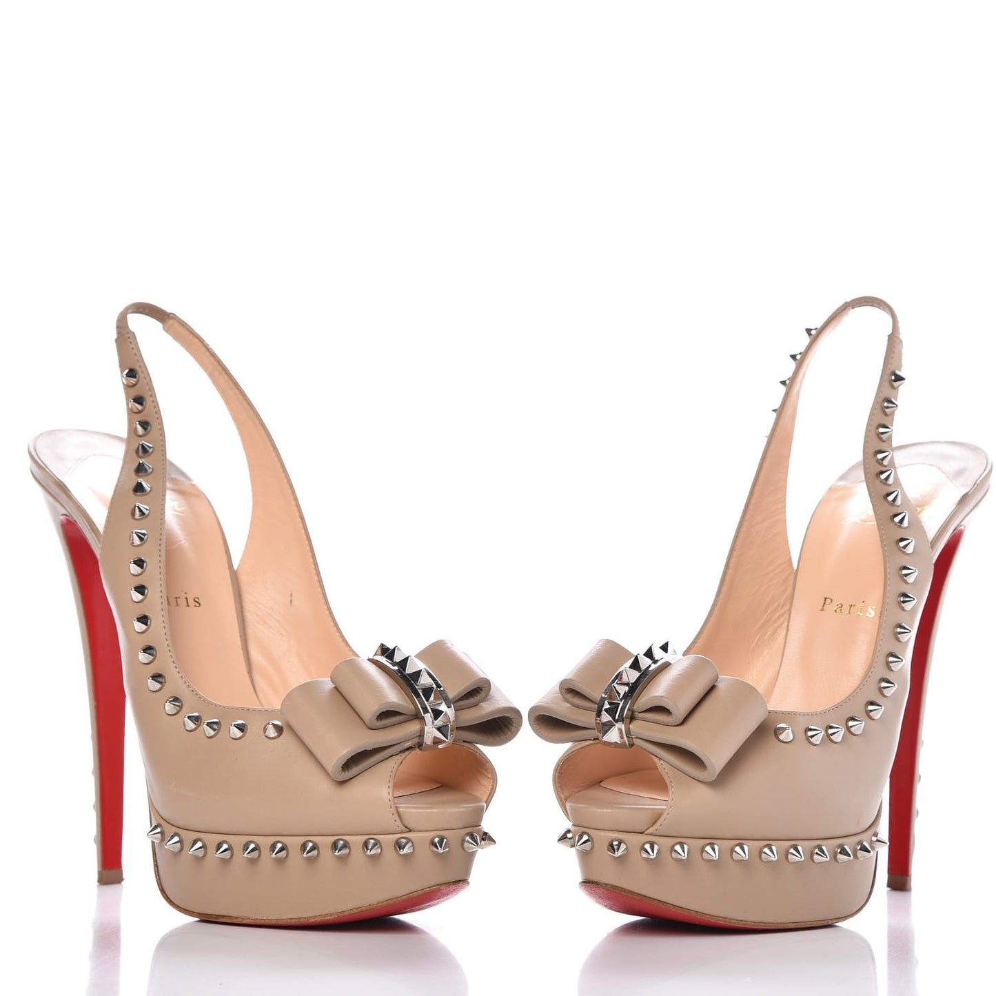 Calfskin Lady Clou Spikes VIP 150 Pumps 41.5 Beige