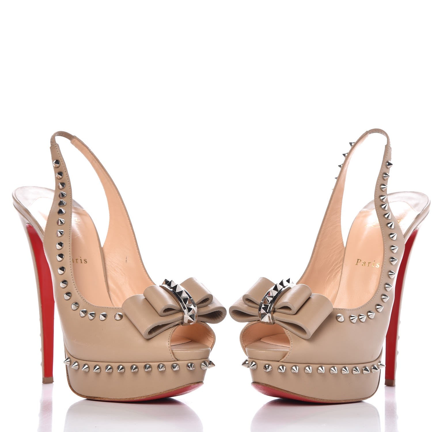 Christian Louboutin Calfskin Lady Clou Spikes VIP 150 Pumps 41.5 Beige 5 of 12