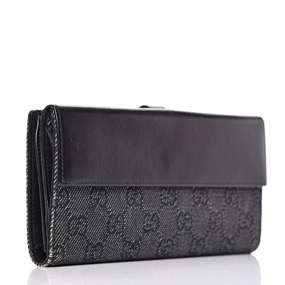 Gucci Denim Calfskin Monogram Blake Continental Wallet Black 3 of 8
