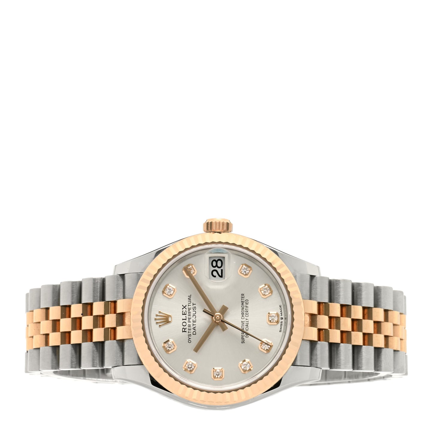Stainless Steel 18K Everose Gold Diamond 31mm Oyster Perpetual Datejust Watch Silver 178271