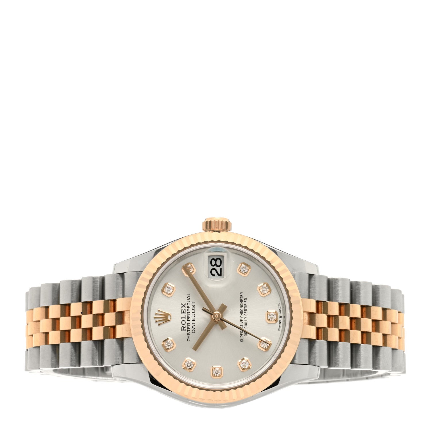 Rolex Stainless Steel 18K Everose Gold Diamond 31mm Oyster Perpetual Datejust Watch Silver 178271 2 of 5