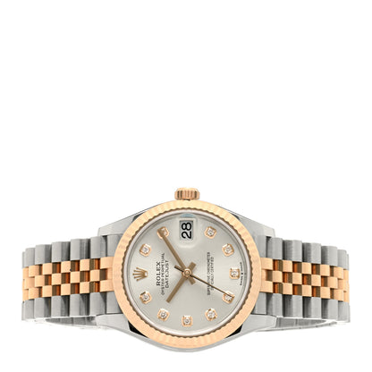 Rolex Stainless Steel 18K Everose Gold Diamond 31mm Oyster Perpetual Datejust Watch Silver 178271 2 of 5
