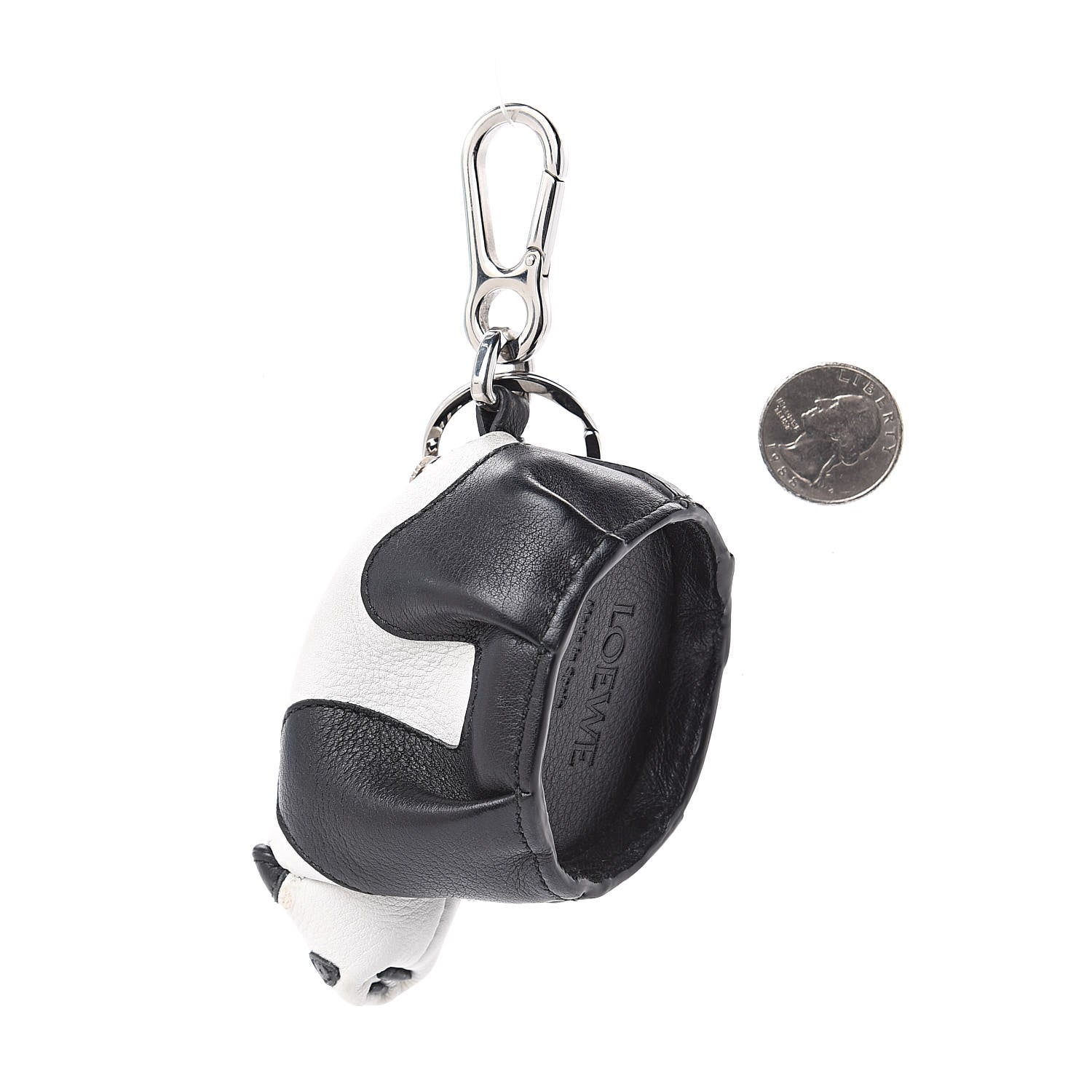 Loewe Calfskin Panda Coin Pouch Bag Charm Key Holder Black White 2 of 5
