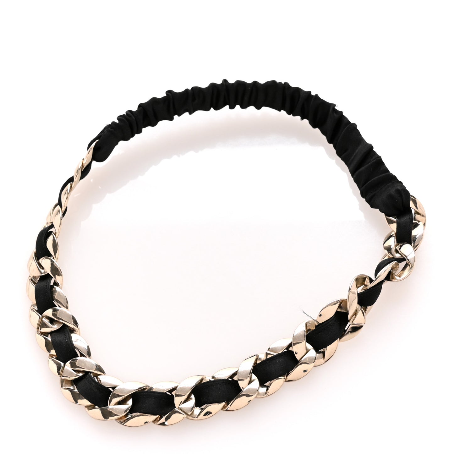 Satin Chain Headband Black Gold