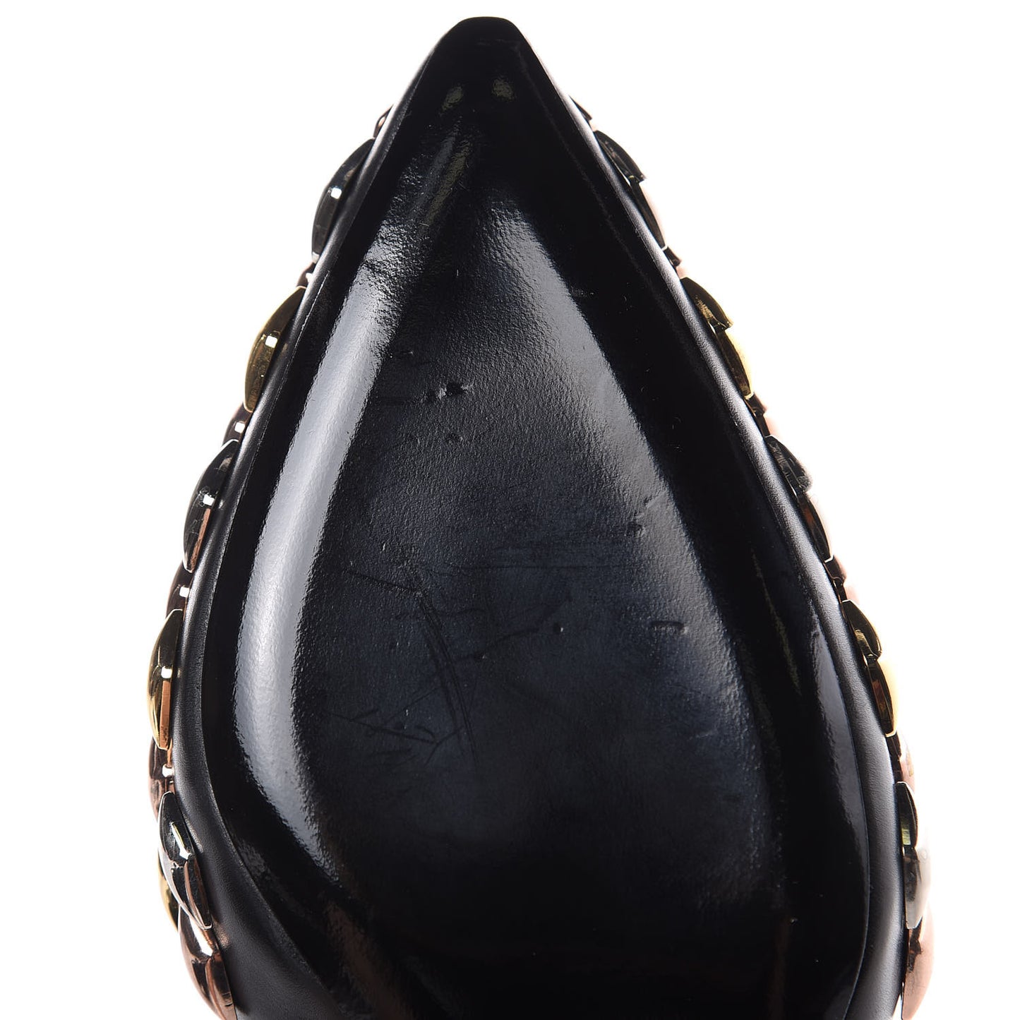 Calfskin Studded Gold Rush Slingback Pumps 37 Black