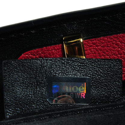 Chloe Calfskin Lizard Embossed Mini Alice Satchel Black White 7 of 9