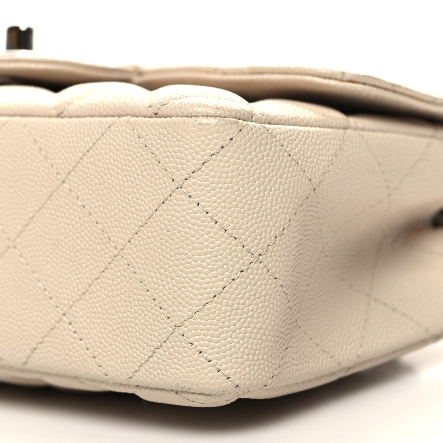 Caviar Quilted Mini Rectangular Flap Light Beige