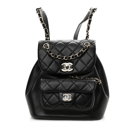 Chanel Lambskin Quilted Small Duma Drawstring Backpack Black 1 of 9
