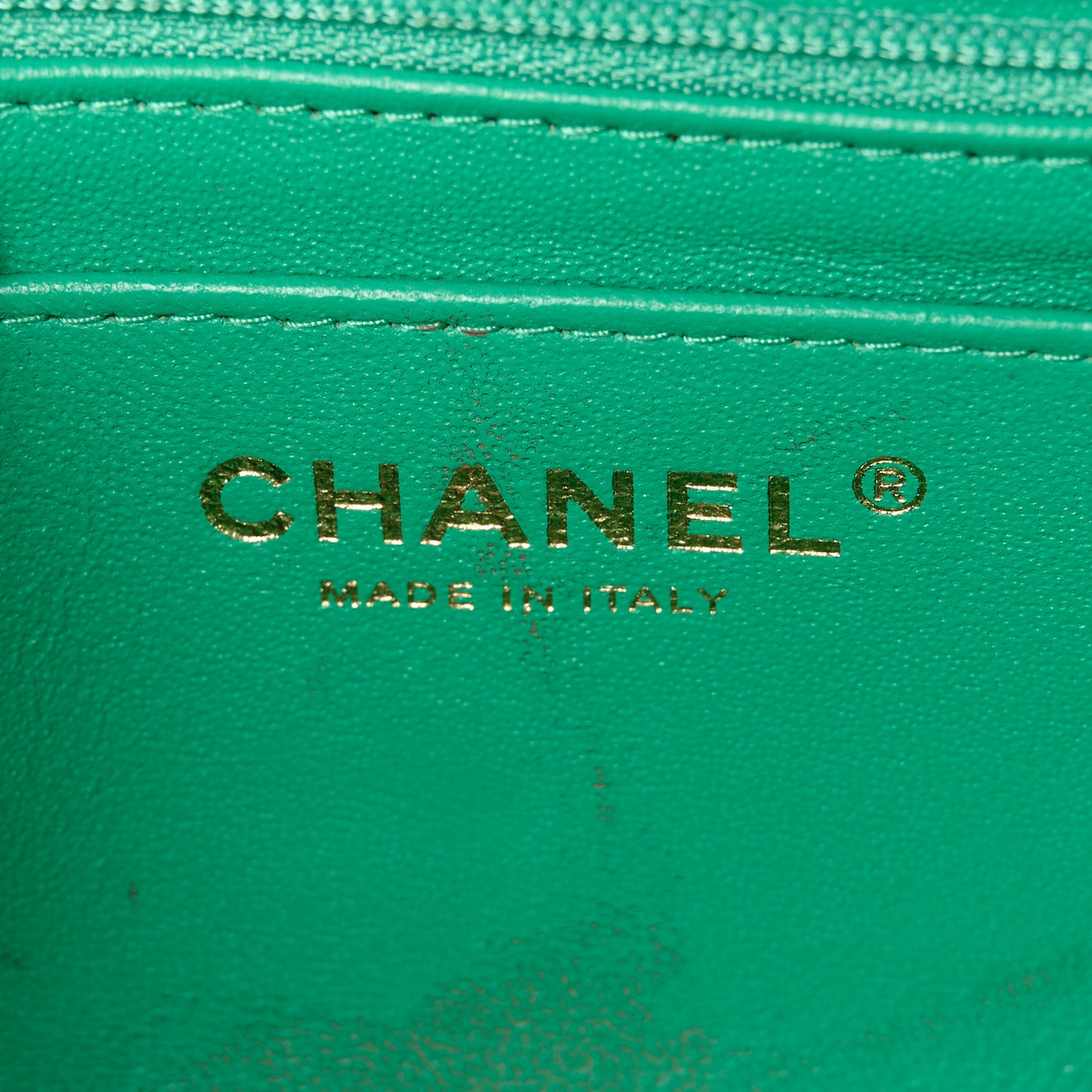 Lambskin Quilted Mini Rectangular Flap Dark Green