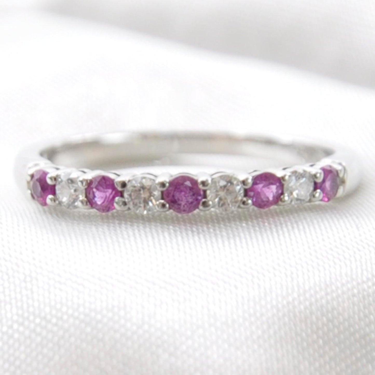 Platinum Diamond Pink Sapphire Ring 6