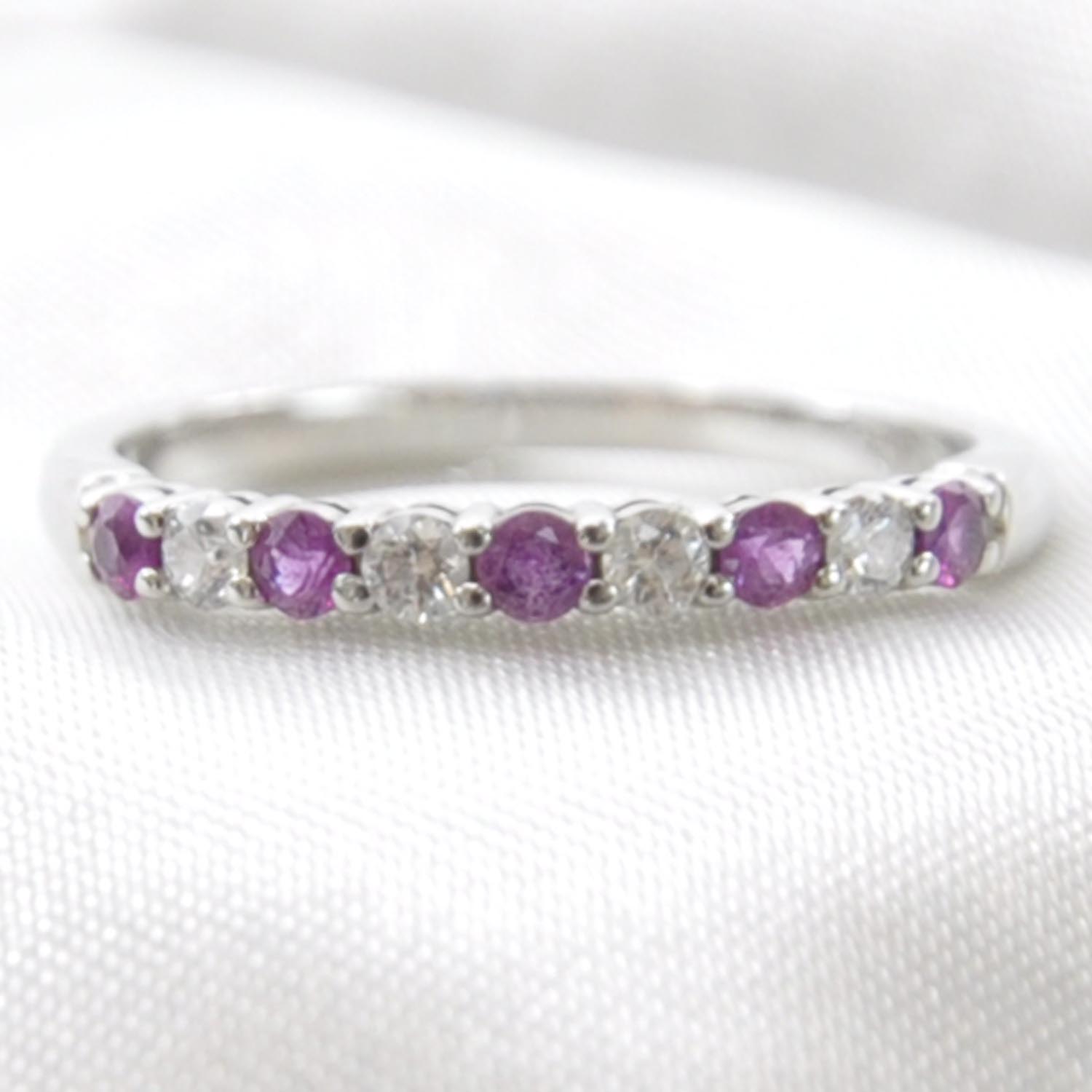 Tiffany Platinum Diamond Pink Sapphire Ring 6 1 of 5
