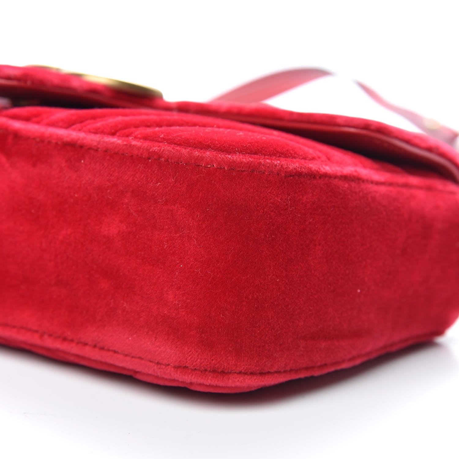 Gucci Velvet Matelasse Mini GG Marmont Shoulder Bag Hibiscus Red 10 of 10