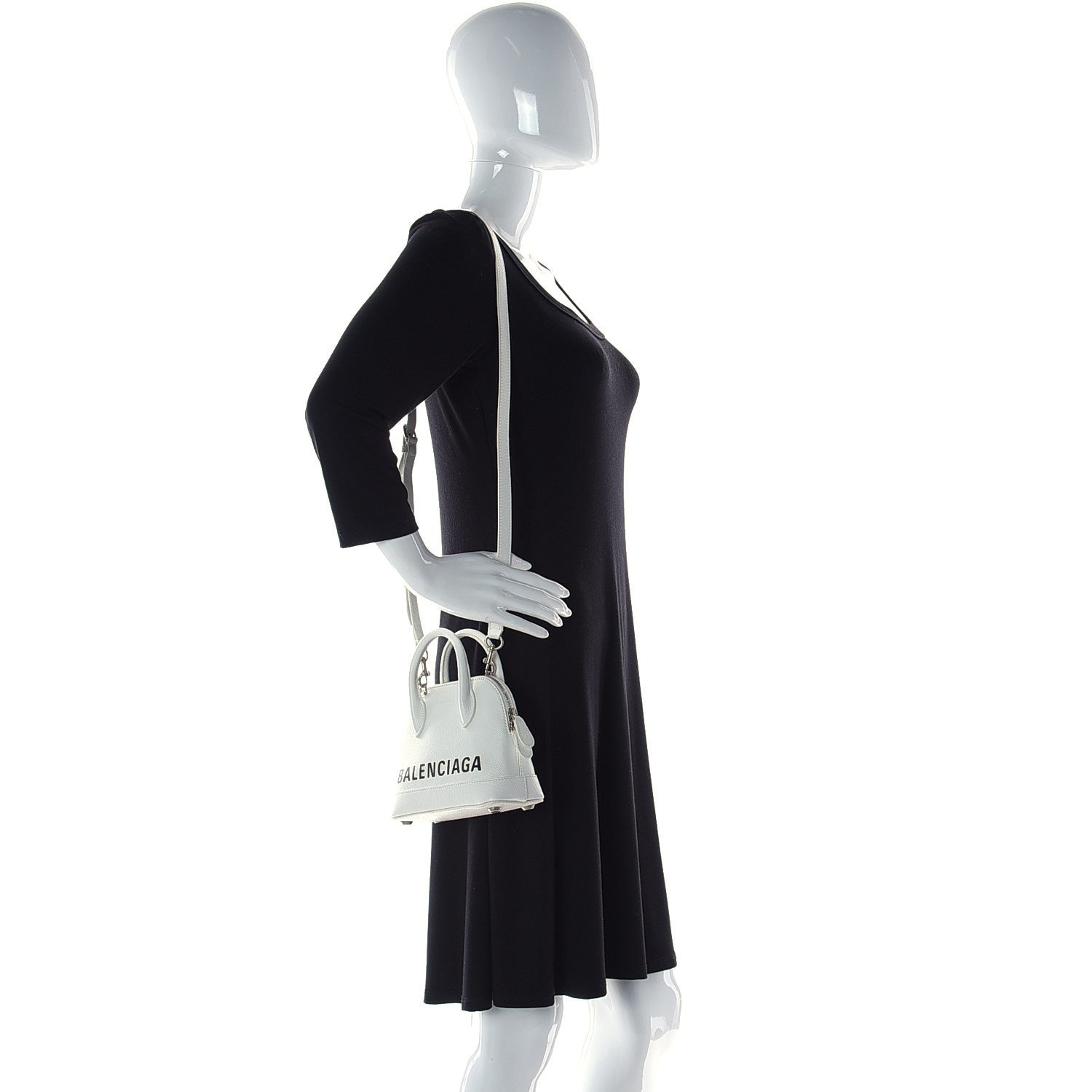 Balenciaga Grained Calfskin XXS Ville Top Handle Bag White Black 2 of 8