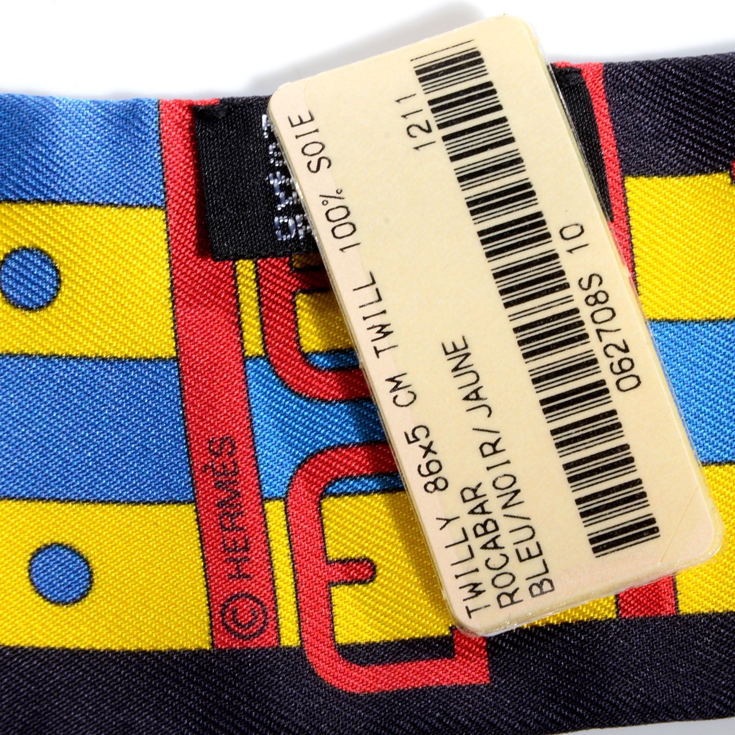 Hermes Silk Rocabar Twilly Bleu Noir Jaune 5 of 5