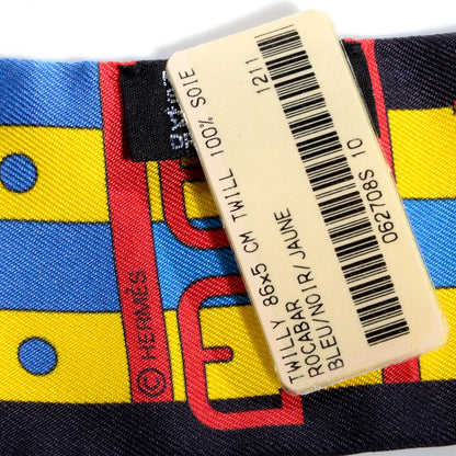 Hermes Silk Rocabar Twilly Bleu Noir Jaune 5 of 5