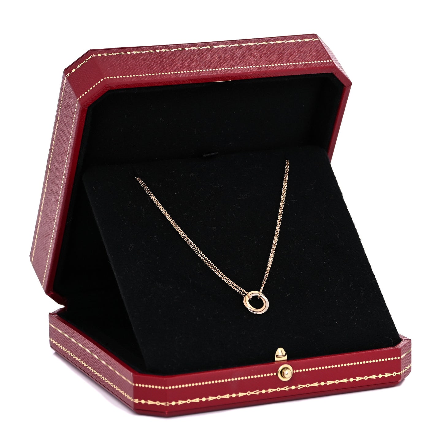 18K Pink Yellow White Gold Trinity Double Chain Pendant Necklace