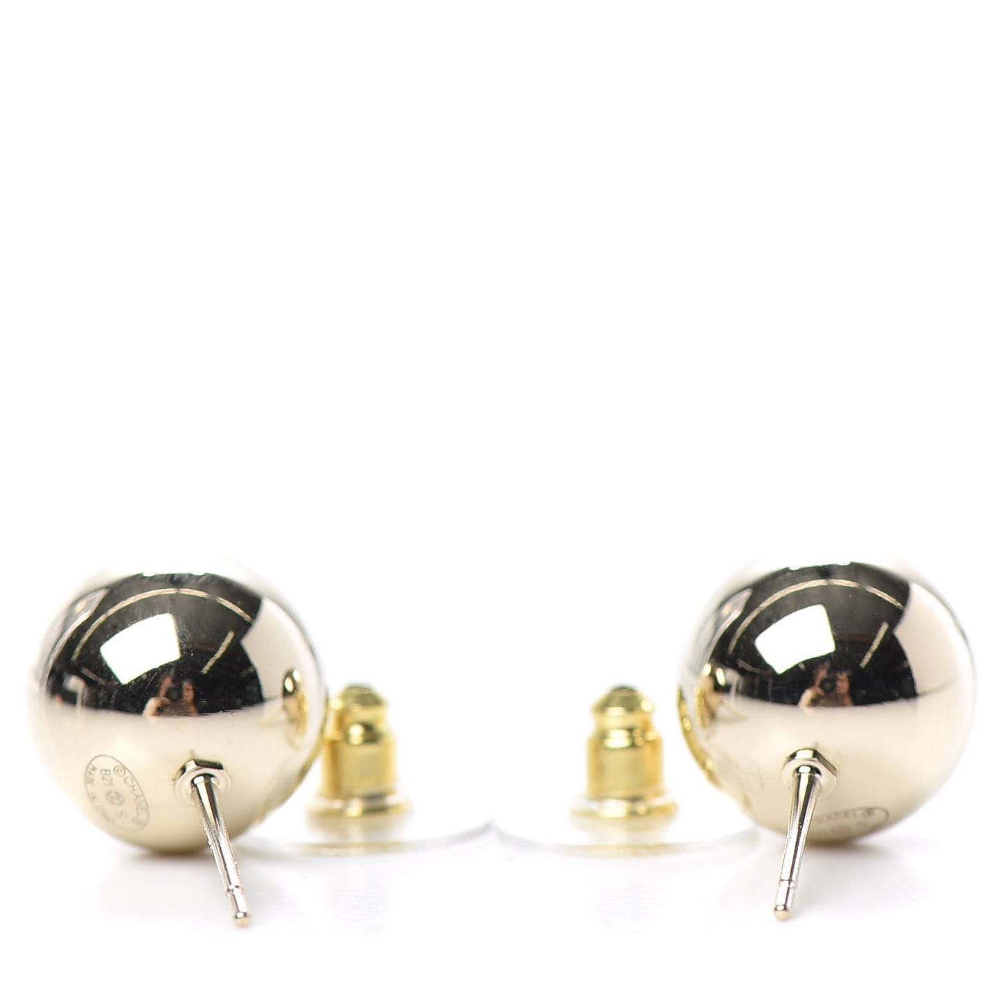 Metal Bead CC Stud Earrings Gold