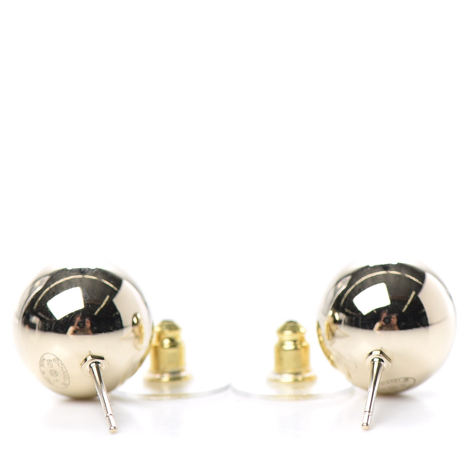 Chanel Metal Bead CC Stud Earrings Gold 3 of 4