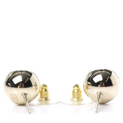 Chanel Metal Bead CC Stud Earrings Gold 3 of 4