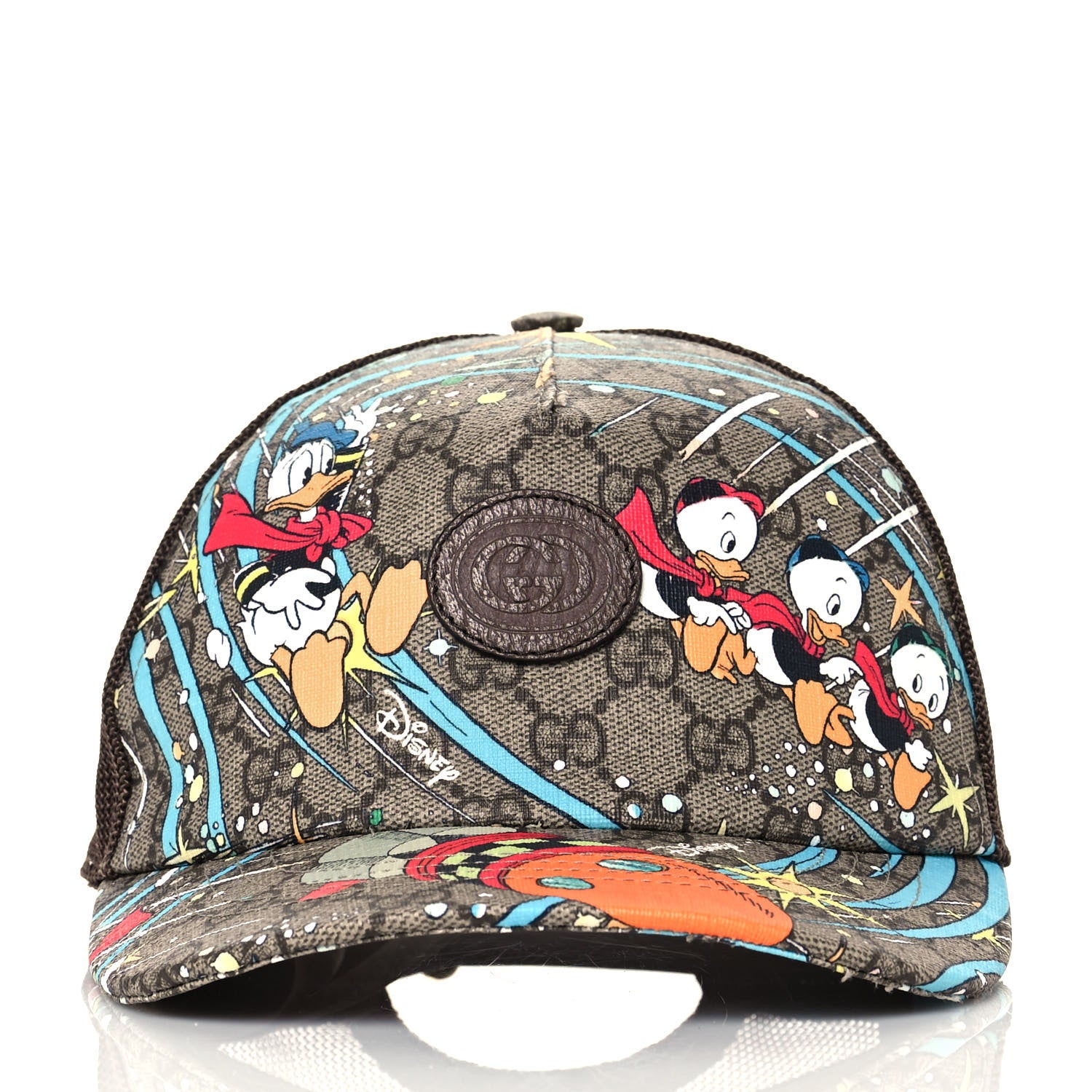 Gucci X DISNEY GG Supreme Monogram Donald Duck Baseball Hat M Beige Multicolor New Acero 3 of 8