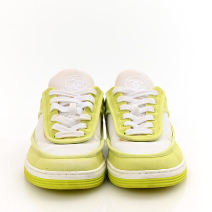 Chanel Fabric Womens Logo Sneakers 37 Yellow White 3 of 11